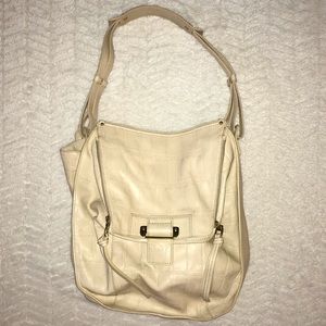 Kooba Slouchy Pebbled Leather Shoulder Bag Cream